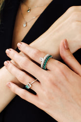 Shine Silver Ring, White Rhodium, Natural White Topaz + Love Gift